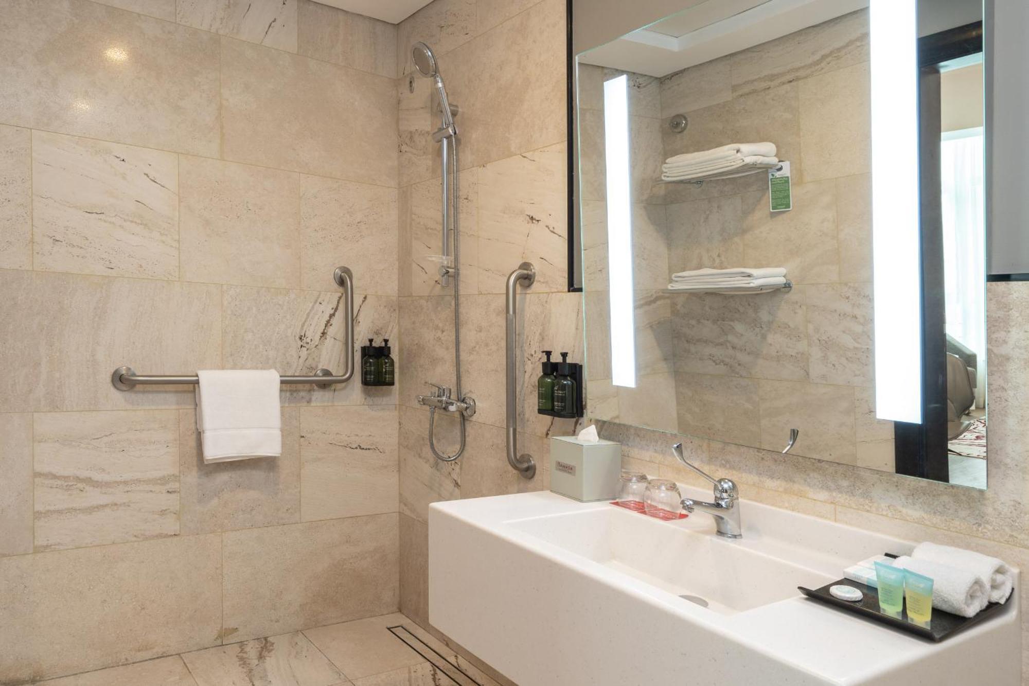 1 King Bed Mobility Accessible Room Walk Shower Non-Smoking