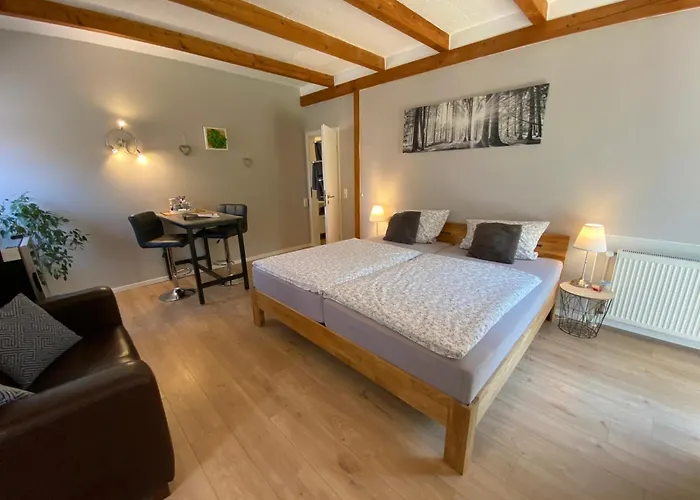 Großes Doppelzimmer mit eigenem Bad und Kühlschrank, frisch saniert