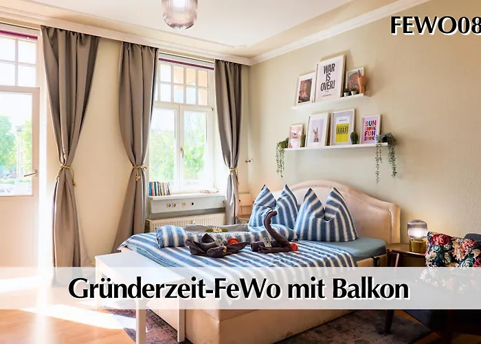12 FEWOs im Jugendstilhaus mit Aufzug, großer Terrasse, Kingsize-Betten, 250Mbts WLAN, 55 Zoll Smart-TV - Nur ein kurzer Spaziergang durch den Park Venedig zur Krämerbrücke - Kostenlose Parkplätze in den umliegenden Straßen - Gaststätte im Haus