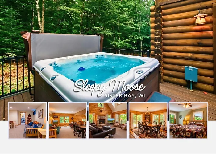 Sleepy Moose- Cozy Cabin In Sister Bay, Hot Tub, Fire Pit, Dogs!