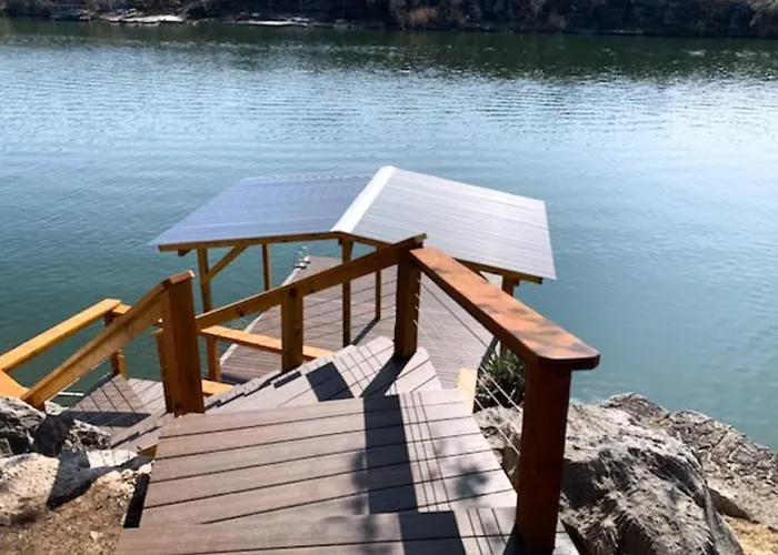 Mid-Century Modern Lake House With Private Waterfront Pool & Boat Dock