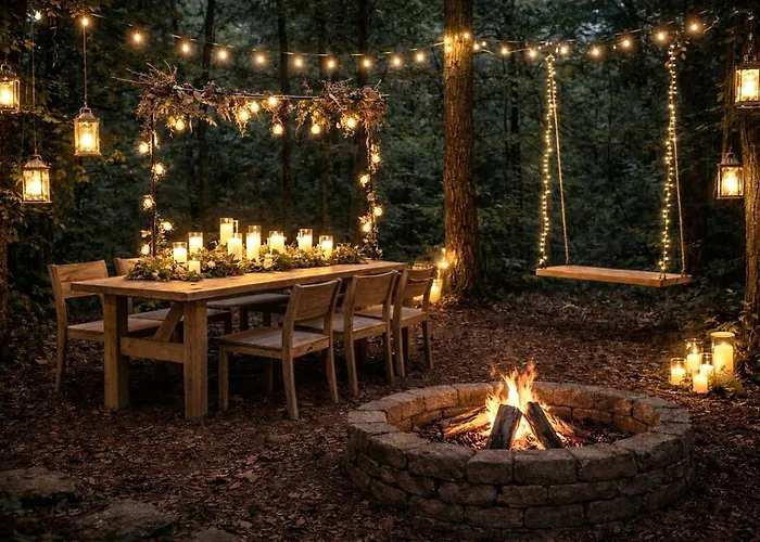 Peaceful Bell Tent Campsite With Fire Pit & String Lights Near Madison Township, Indiana