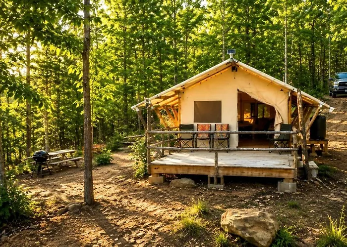 Remote Off-Grid Safari Tent With Private Mountaintop Ridge On 180 Acres Near Lenoir, Nc