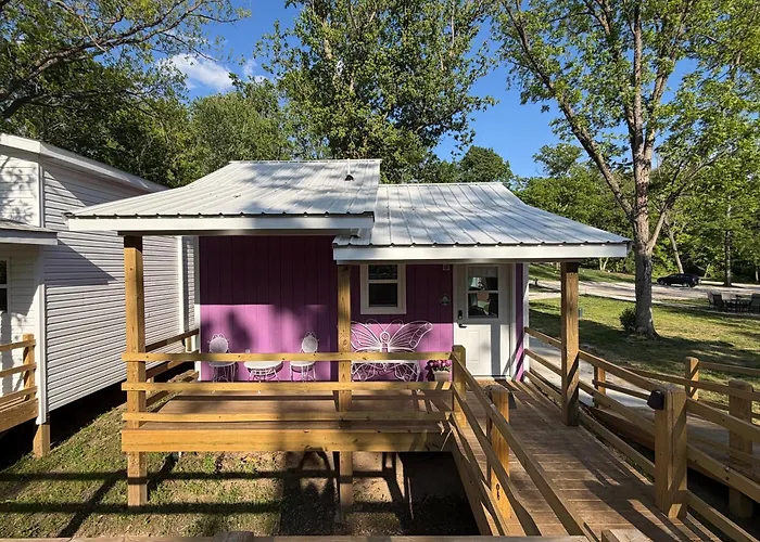 Purple Tiny Home With Fire Pit And Nature